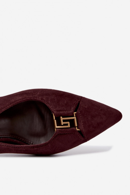 Sandales à talons avec talon ouvert et détails décoratifs en couleur bordeaux Gilly