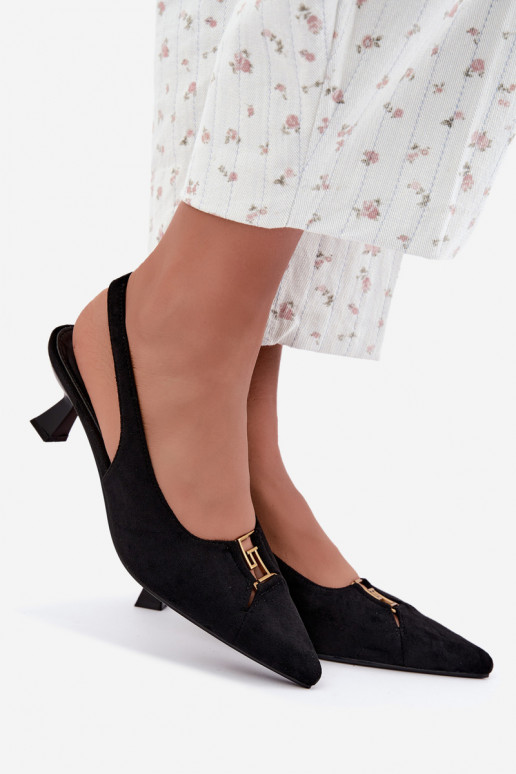 Hakken sandalen met open hak en decoratieve details in zwarte kleur Gilly