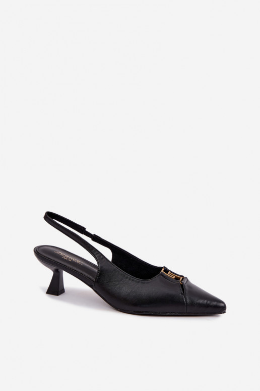 Hakken sandalen met open hak en decoratieve details in zwart faux leer Gilly
