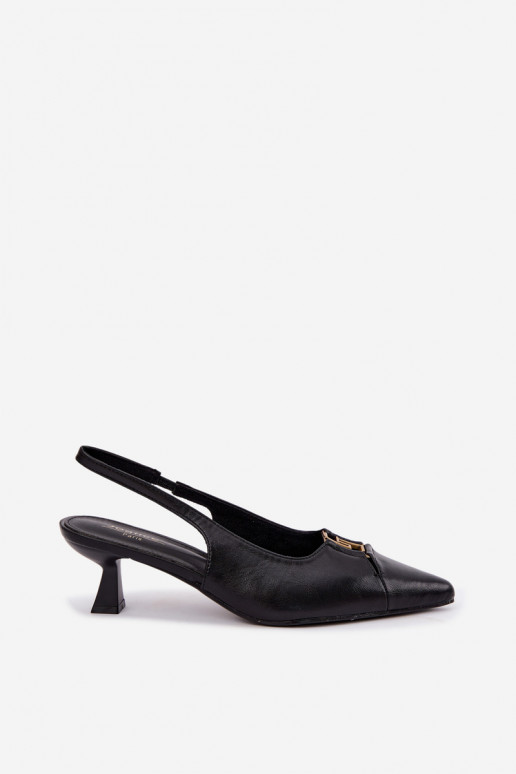 Hakken sandalen met open hak en decoratieve details in zwart faux leer Gilly