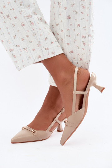 Dames hakken sandalen met spitse neuzen in zandkleur Felessa