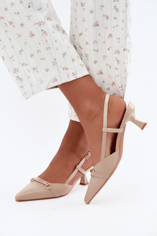 Sandales à talons pour femmes avec bouts pointus en couleur sable Felessa