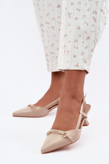 Dames hakken sandalen met spitse neuzen in zandkleur Felessa 2
