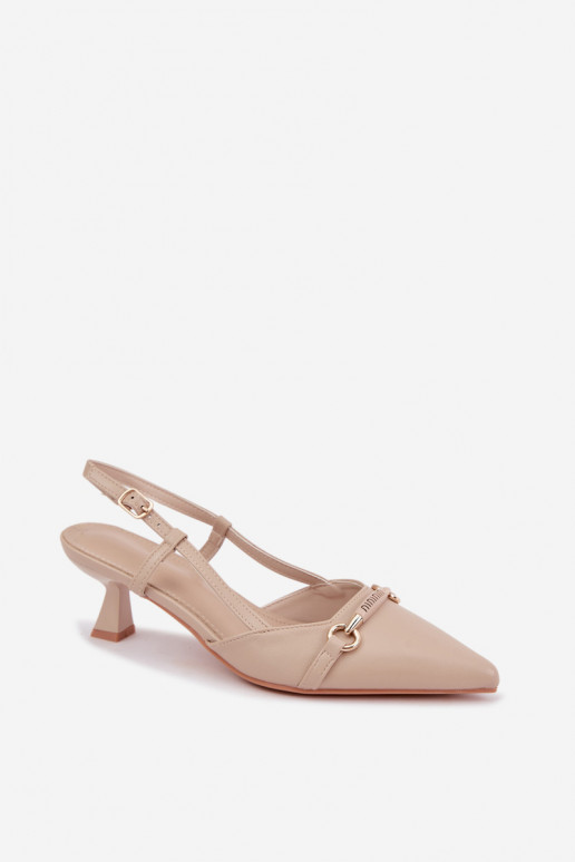 Sandales à talons pour femmes avec bouts pointus en couleur sable Felessa
