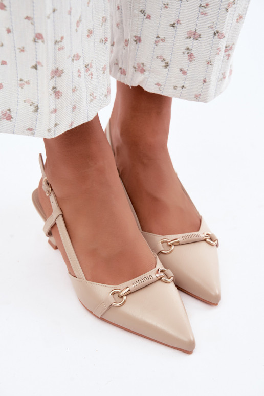Dames hakken sandalen met spitse neuzen in zandkleur Felessa