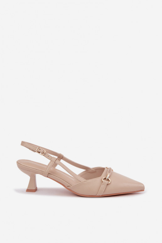 Sandales à talons pour femmes avec bouts pointus en couleur sable Felessa