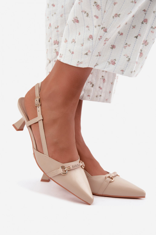 Dames hakken sandalen met spitse neuzen in zandkleur Felessa