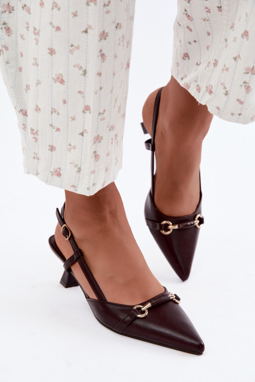 Dames hakken sandalen met spitse neuzen in bordeauxkleur Felessa