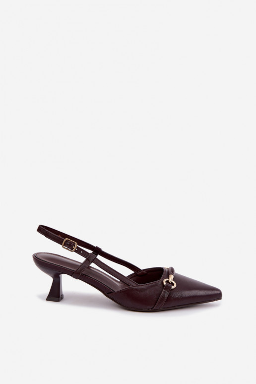 Dames hakken sandalen met spitse neuzen in bordeauxkleur Felessa