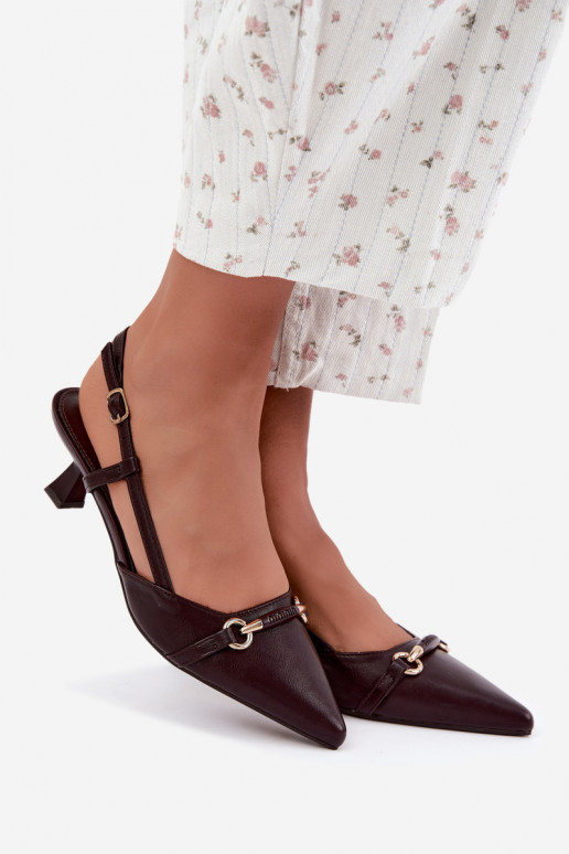 Dames hakken sandalen met spitse neuzen in bordeauxkleur Felessa