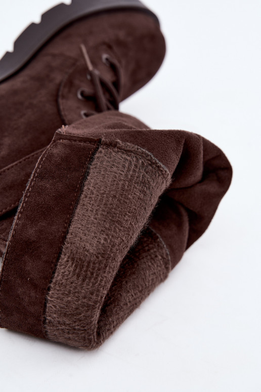 bottes de travail à la cheville doublées en chocolat Patsy