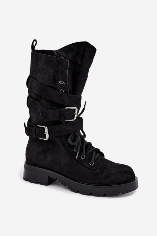 bottes de travail à la cheville doublées en noir Patsy