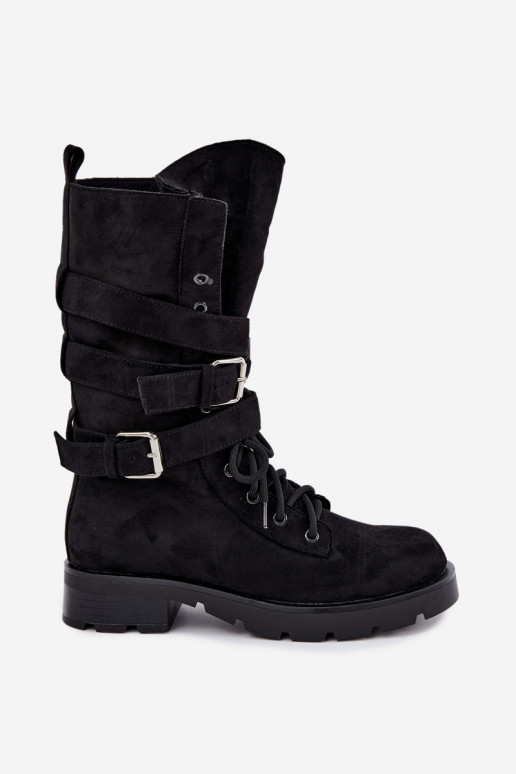 bottes de travail à la cheville doublées en noir Patsy