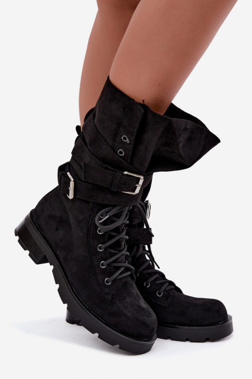 bottes de travail à la cheville doublées en noir Patsy