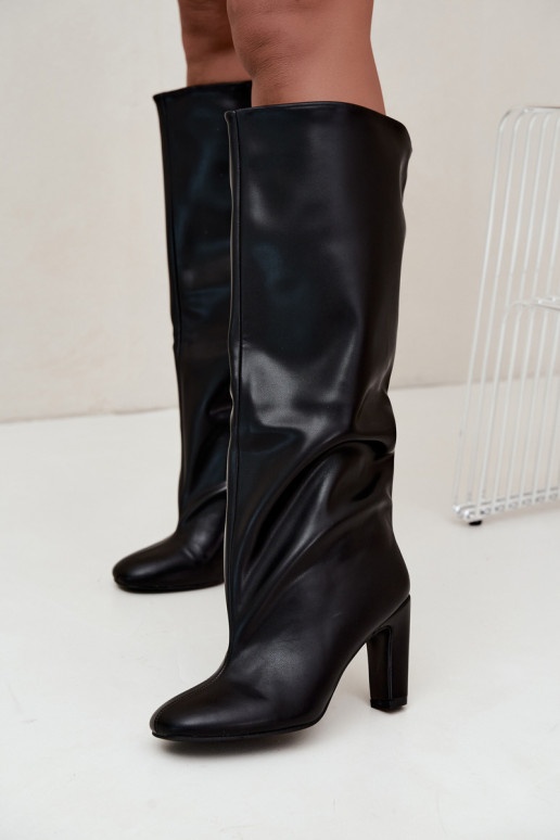 bottes hautes à enfiler avec talons en noir Falina