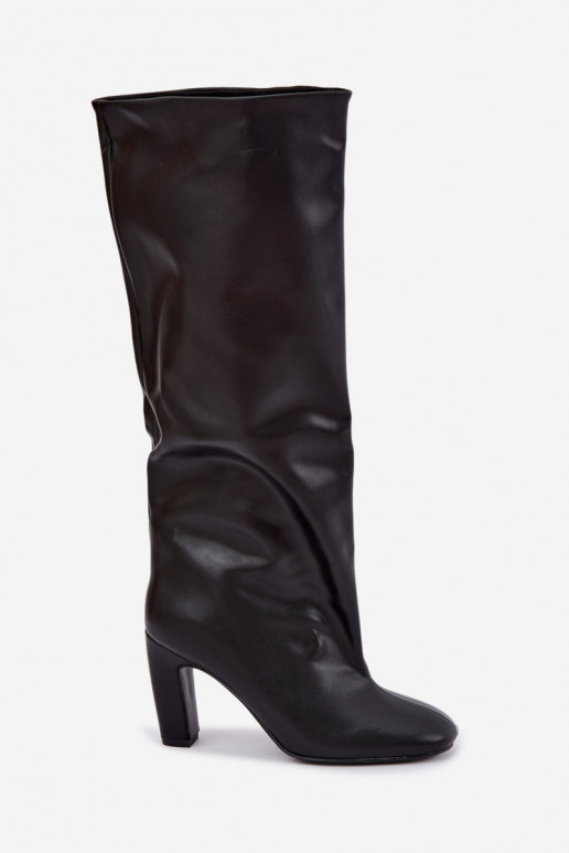 bottes hautes à enfiler avec talons en noir Falina