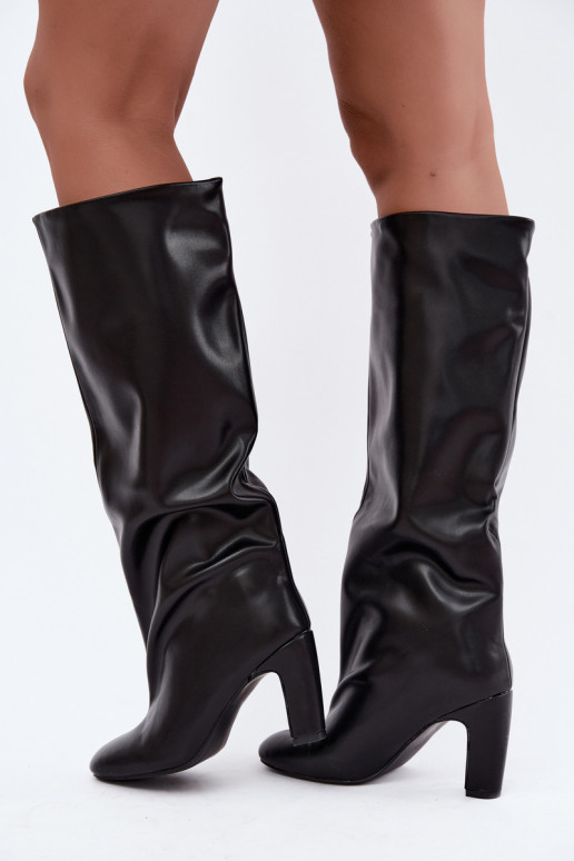 bottes hautes à enfiler avec talons en noir Falina