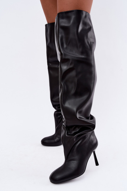 bottes hautes pour femmes à talons fins en noir Galena