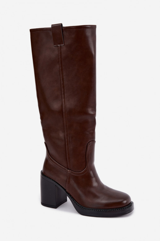 bottes hautes pour femmes doublées en chocolat Feresa