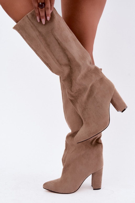 bottes hautes à enfiler avec talons en sable Emeline