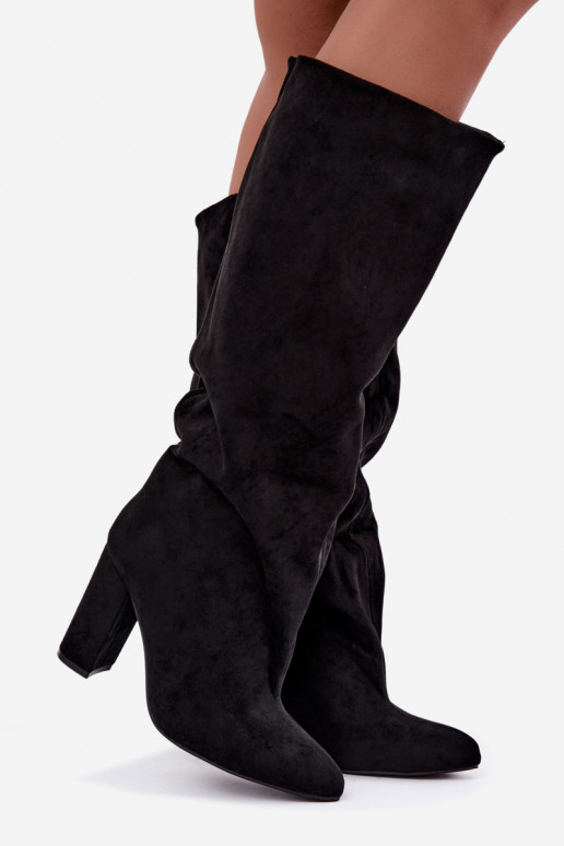bottes hautes à enfiler avec talons en noir Emeline