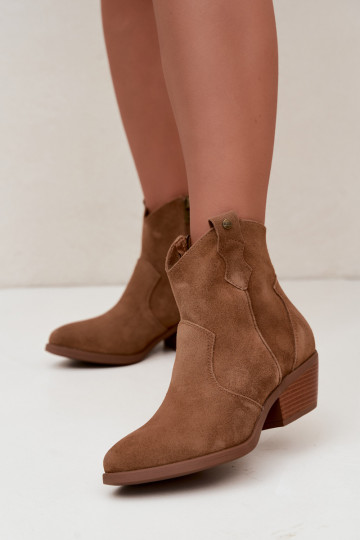 Big Star bruine cowboy-stijl enkellaarsjes met hakken 2