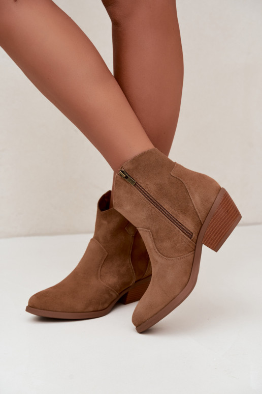 Big Star bruine cowboy-stijl enkellaarsjes met hakken