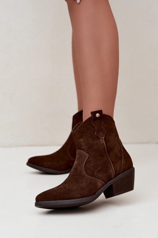 Big Star chocoladebruine cowboy-stijl enkellaarsjes met hakken