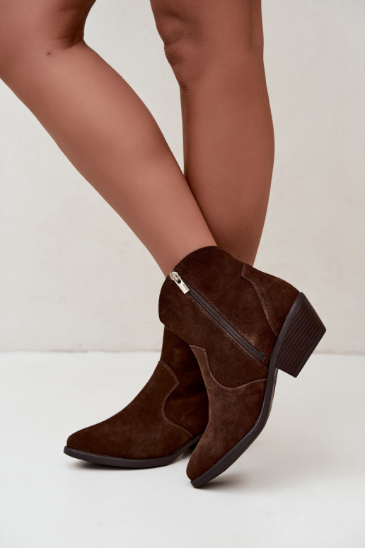 Big Star chocoladebruine cowboy-stijl enkellaarsjes met hakken