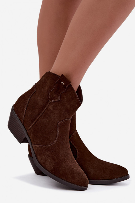 Big Star gefütterte schokoladenbraune Cowboy-Stiefeletten mit Absatz