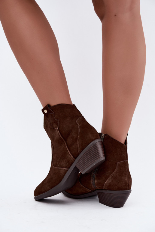 Big Star chocoladebruine cowboy-stijl enkellaarsjes met hakken