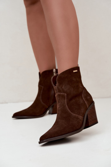 Big Star chocoladebruine cowboy-stijl enkellaarsjes met hakken 2