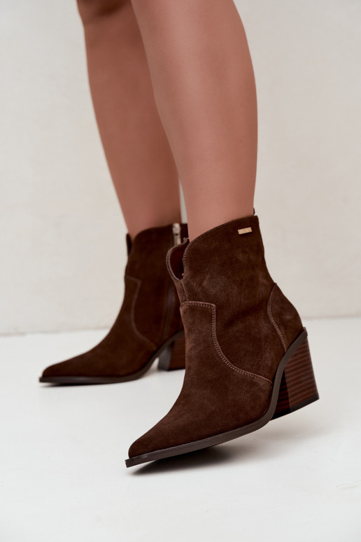 Big Star chocoladebruine cowboy-stijl enkellaarsjes met hakken