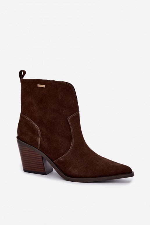 Big Star chocoladebruine cowboy-stijl enkellaarsjes met hakken