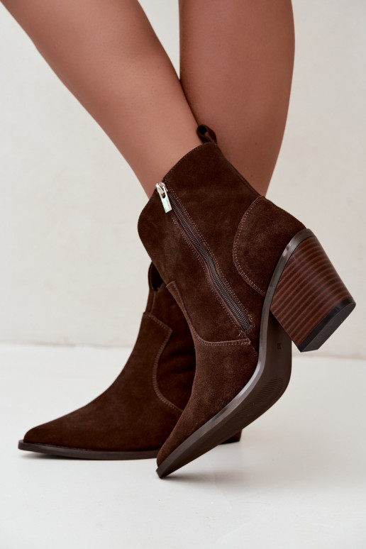 Big Star chocoladebruine cowboy-stijl enkellaarsjes met hakken