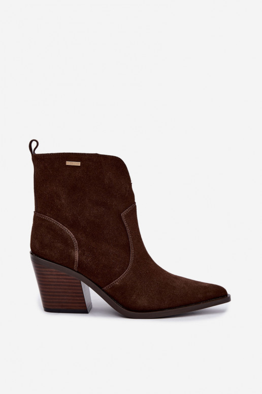 Big Star chocoladebruine cowboy-stijl enkellaarsjes met hakken