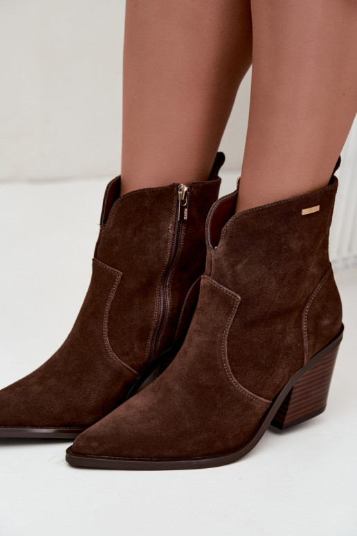 Big Star chocoladebruine cowboy-stijl enkellaarsjes met hakken