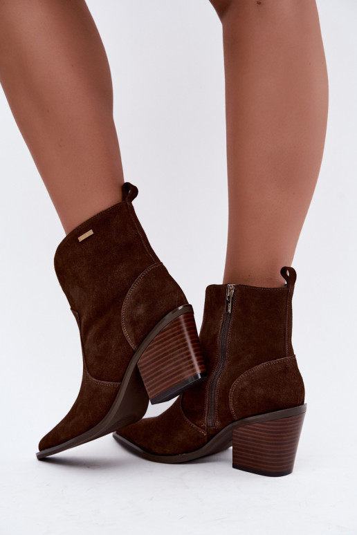 Big Star chocoladebruine cowboy-stijl enkellaarsjes met hakken