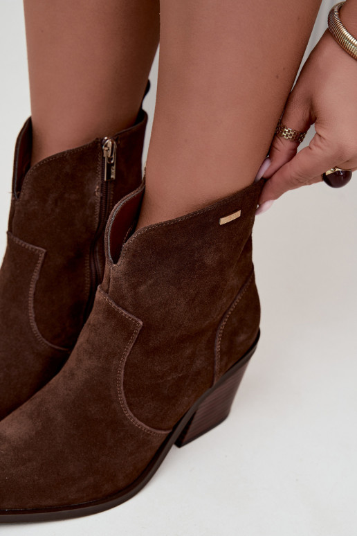Big Star chocoladebruine cowboy-stijl enkellaarsjes met hakken