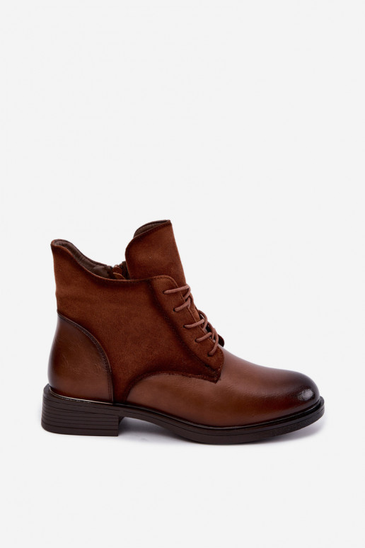 Ismerae braune Stiefeletten mit breiten Absätzen