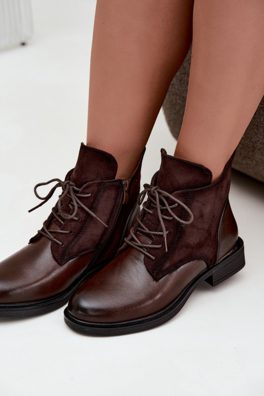 Bottines chocolat avec talons larges Ismerae