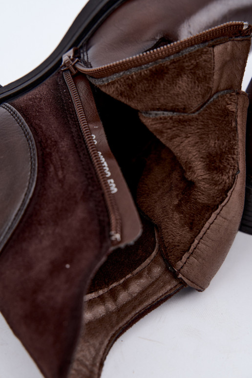Bottines chocolat avec talons larges Ismerae