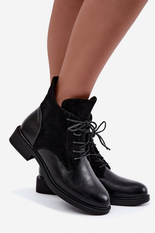 Ismerae zwarte enkellaarsjes met brede hakken