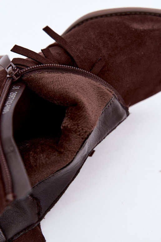 Bottines cowboy chocolat avec franges Elisya