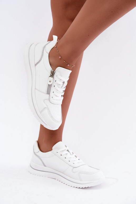 Oselia leren sneakers met decoratieve rits in wit