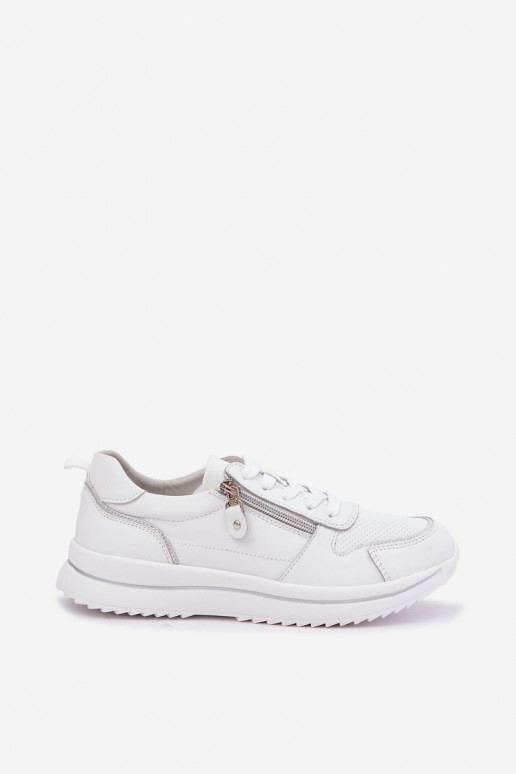 Oselia leren sneakers met decoratieve rits in wit