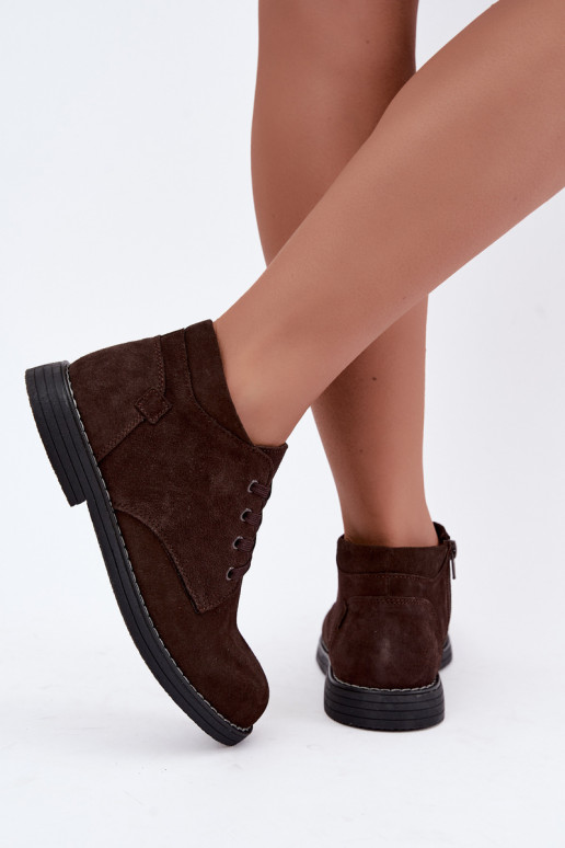 Nirelia schoenen van chocoladekleurige faux suede