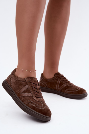 Cariva bruine leren en suede sneakers 2