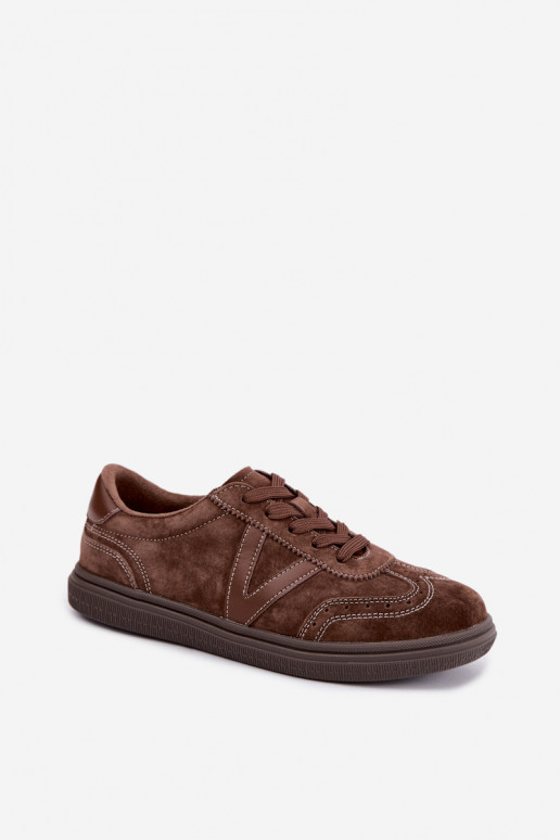 Sneakers en cuir et daim marron Cariva