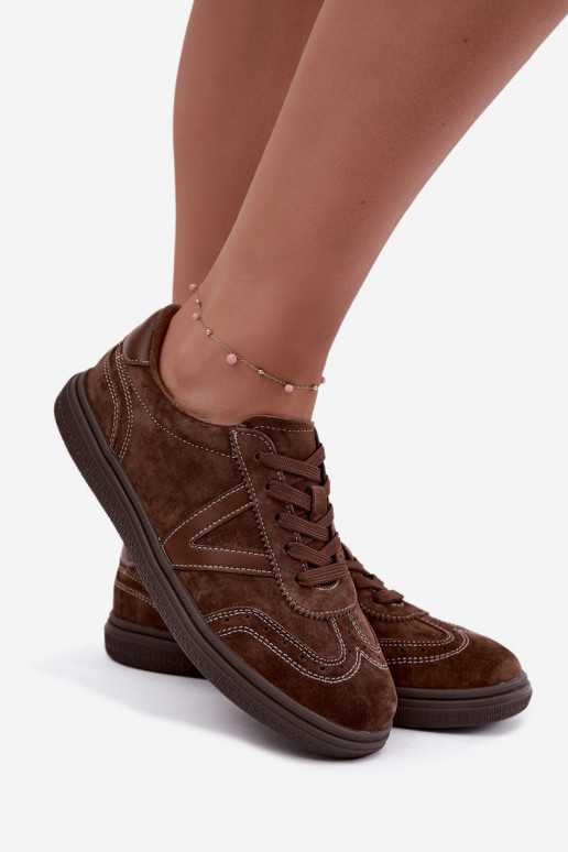 Sneakers en cuir et daim marron Cariva